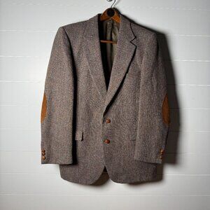 Harris Tweed Blazer Mens Brown Beige Pure Scottish Wool Herringbone Tweed